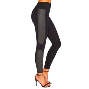 EUC | Spanx Faux Leather Panel Ponte Leggings in Black | Size: M